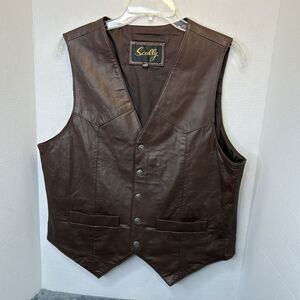 Scully Leather Cotton Lined Vest Snap Buttons Western Cowboy Bikercore Men Sz M